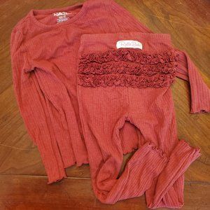 4T GUC Ribbed Rufflebutts LS Pajamas (burgundy)